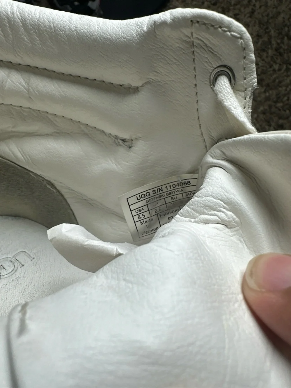 UGG Women's High-Top Lace-Up Sneakers in White With Side Zipper Size 8.5